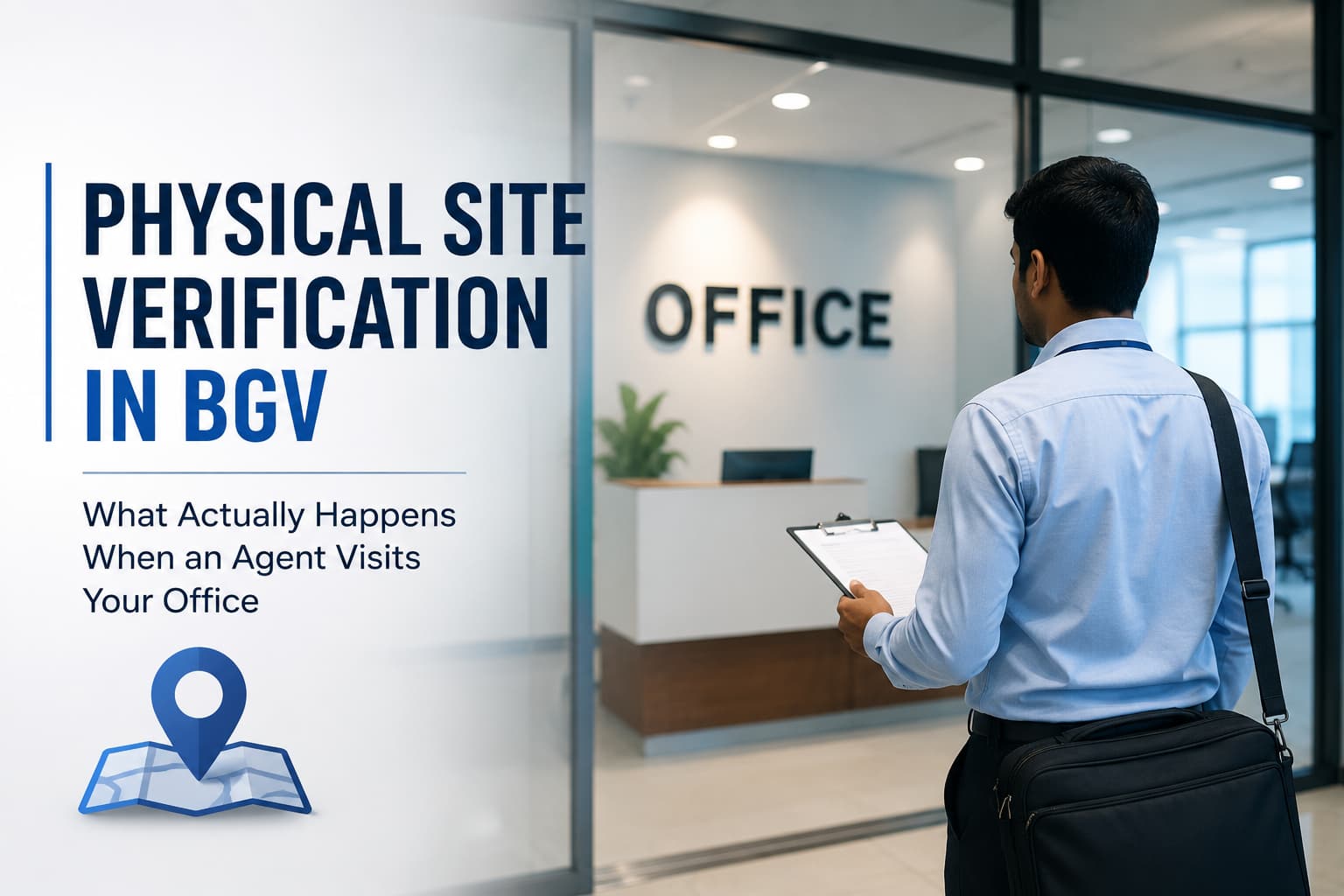 BGV Agent at Office Reception for Physical Site Verification